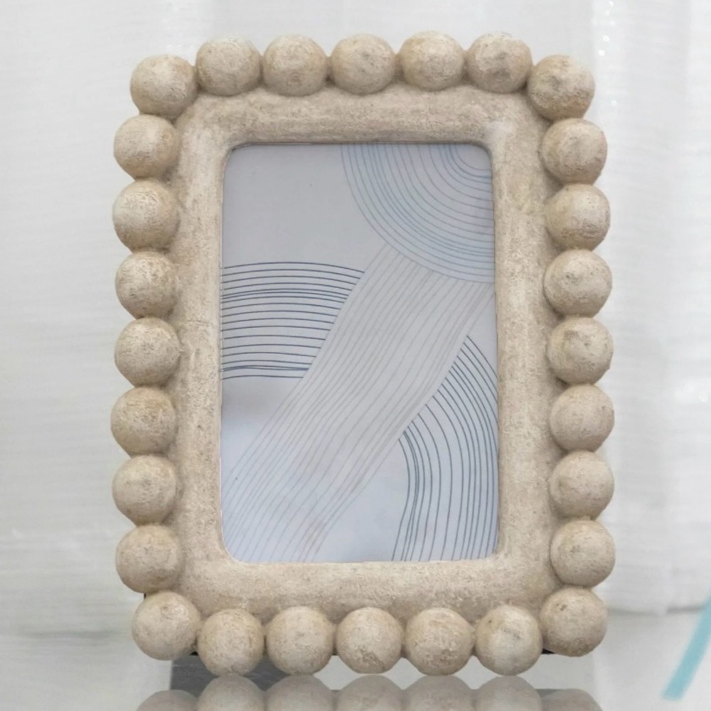 Artisan Creme Sandstone Beaded Tabletop Picture Frame 4X6